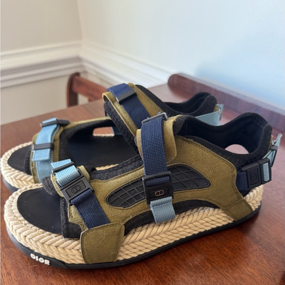 DIOR Atlas Sandals - Olive and Blue - Size 42 - Picture 1 of 5
